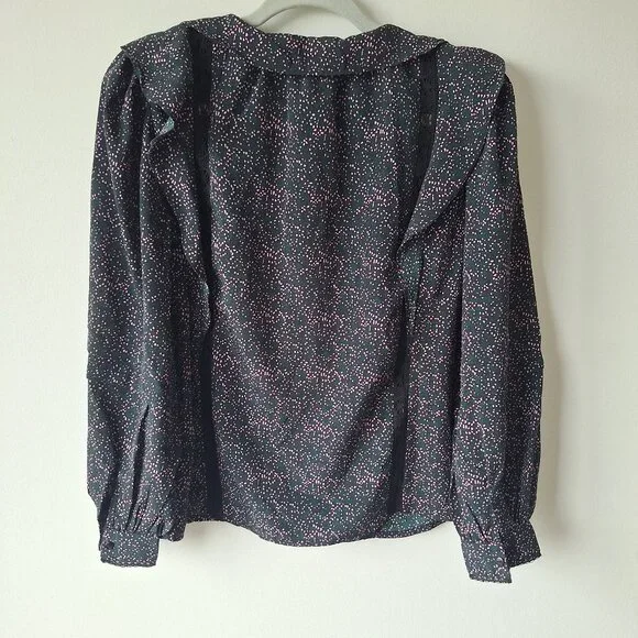 TOPSHOP Lace Inset Floral Ruffle Top - Black - Picture 7 of 9